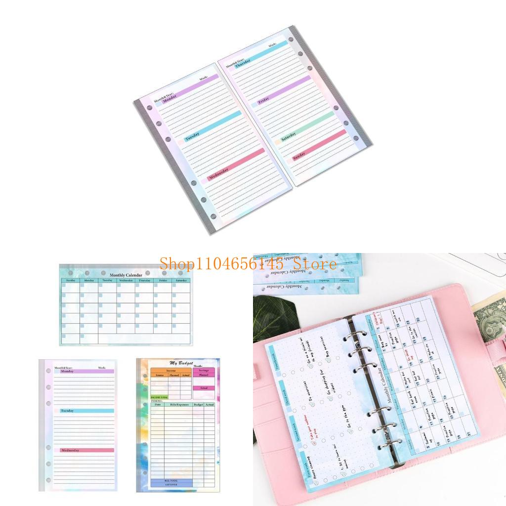 Planner Weekly Budget - Kertas Isi Ulang Loose Leaf Bergaris,