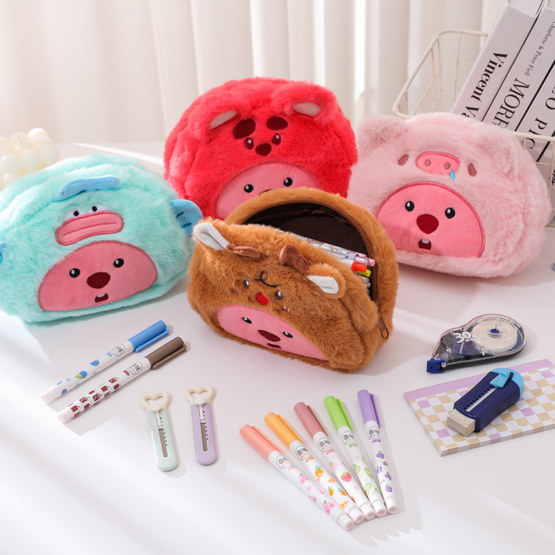 Pencil Case Large - Tas Pensil Kartun Plush Kawaii untuk